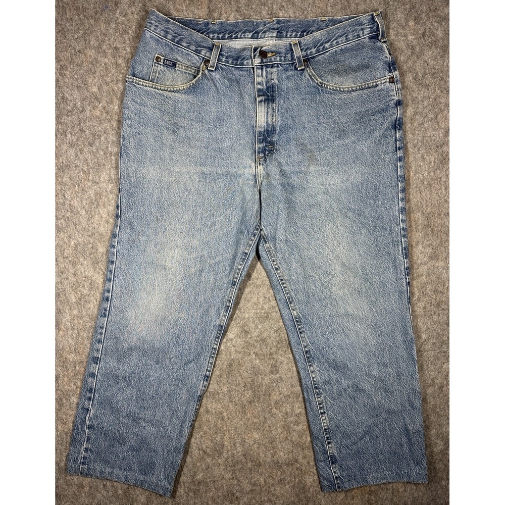 Vintage Lee‎ Jeans W38 L30 USA Denim 90s Y2K Straight Leg Faded Blue